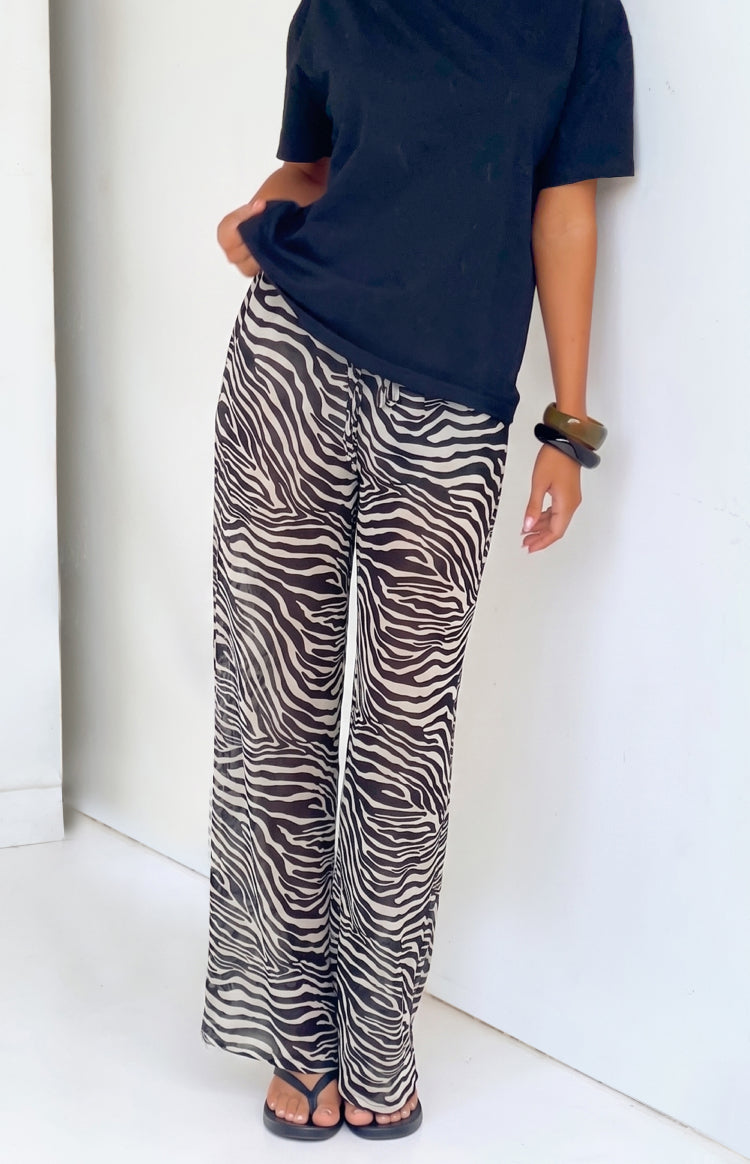 Joplin Siyah Şeffaf Zebra Desenli Pantolon