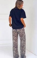 Joplin Siyah Şeffaf Zebra Desenli Pantolon