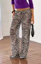 Joplin Siyah Şeffaf Zebra Desenli Pantolon