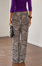 Joplin Siyah Şeffaf Zebra Desenli Pantolon