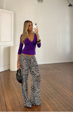 Joplin Siyah Şeffaf Zebra Desenli Pantolon