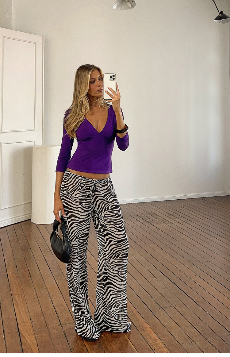 Joplin Siyah Şeffaf Zebra Desenli Pantolon