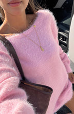 Küçük Pembe Uzun Kollu Örgü Mini Elbise