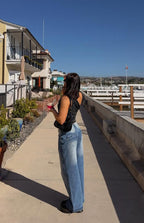 Aşıklar Yolu Orta Yıkama Denim Kalp Cep Rahat Jean