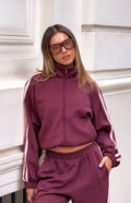 Kosie Bordo ve Pembe Şeritli Spor Ceket