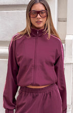 Kosie Bordo ve Pembe Şeritli Spor Ceket