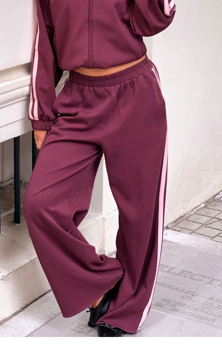 Kosie Bordo ve Pembe Çizgili Eşofman Altı