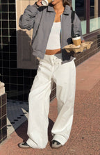 Lila Off White Kemerli Pantolon
