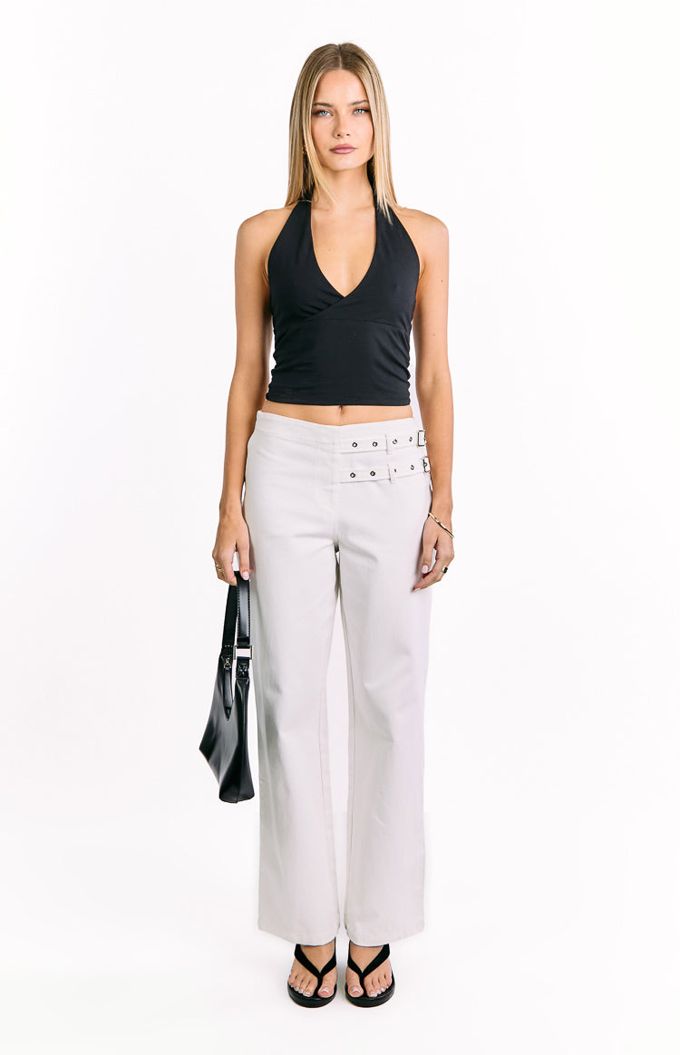 Lila Off White Kemerli Pantolon