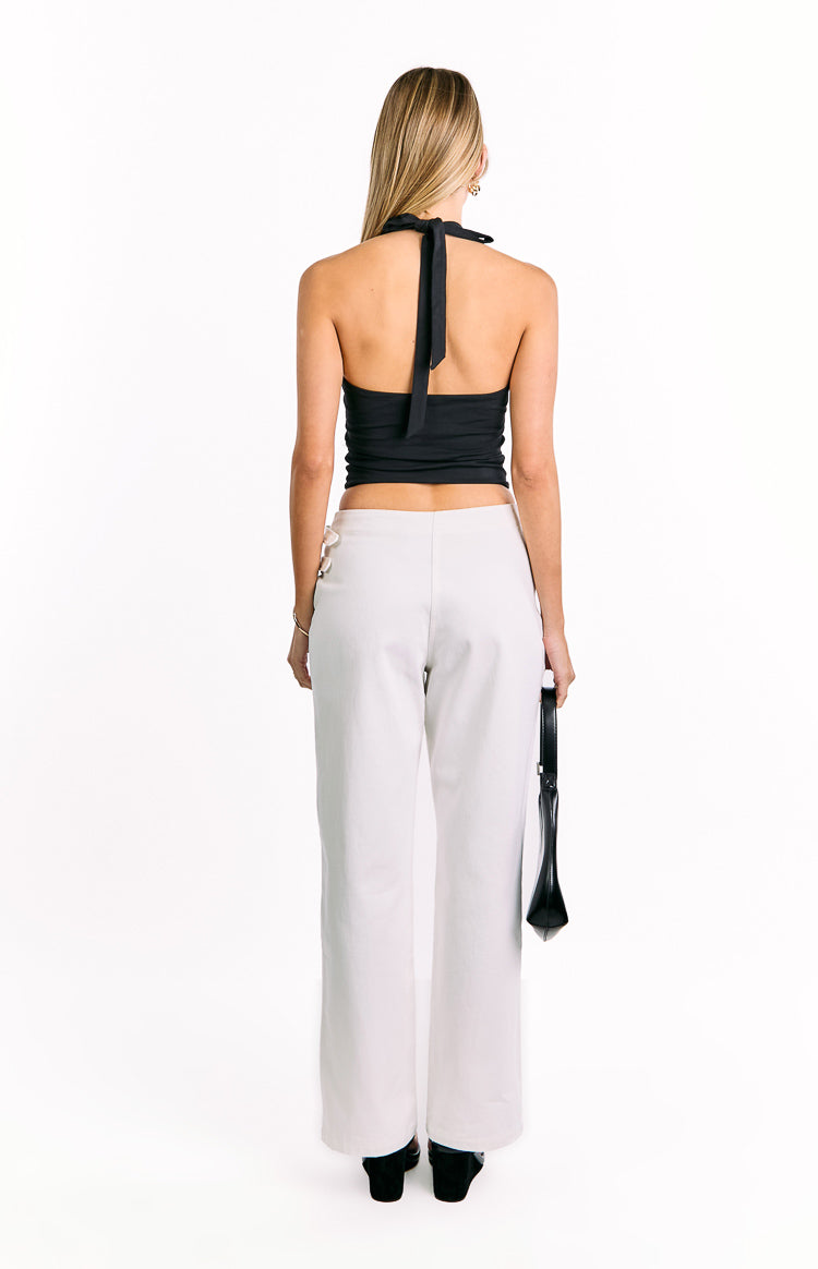 Lila Off White Kemerli Pantolon