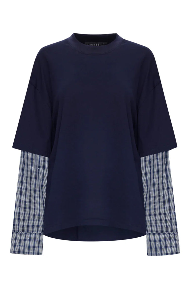 Lioness Bottega Navy Katmanlı Kontrast Kol Gömleği