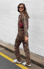 Lioness Carmela Leopar Desenli Düz Paça Kot Pantolon