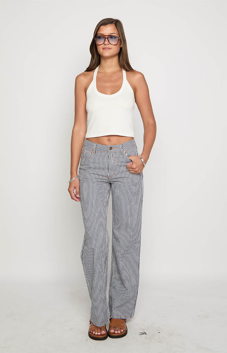 Lioness Üst Model Lacivert Çizgili Jean