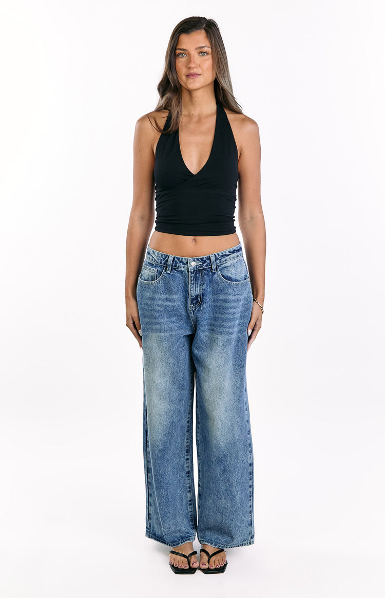Aşıklar Yolu Orta Yıkama Denim Kalp Cep Rahat Jean