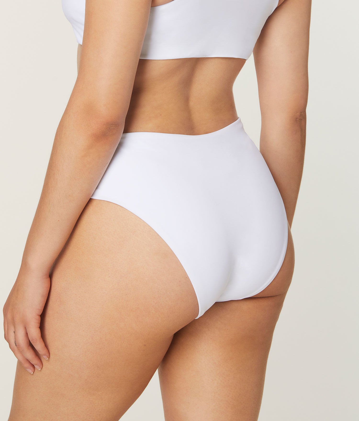 Ekolojik Naylon 90'lar Yüksek Bel Beyaz Bikini Altı