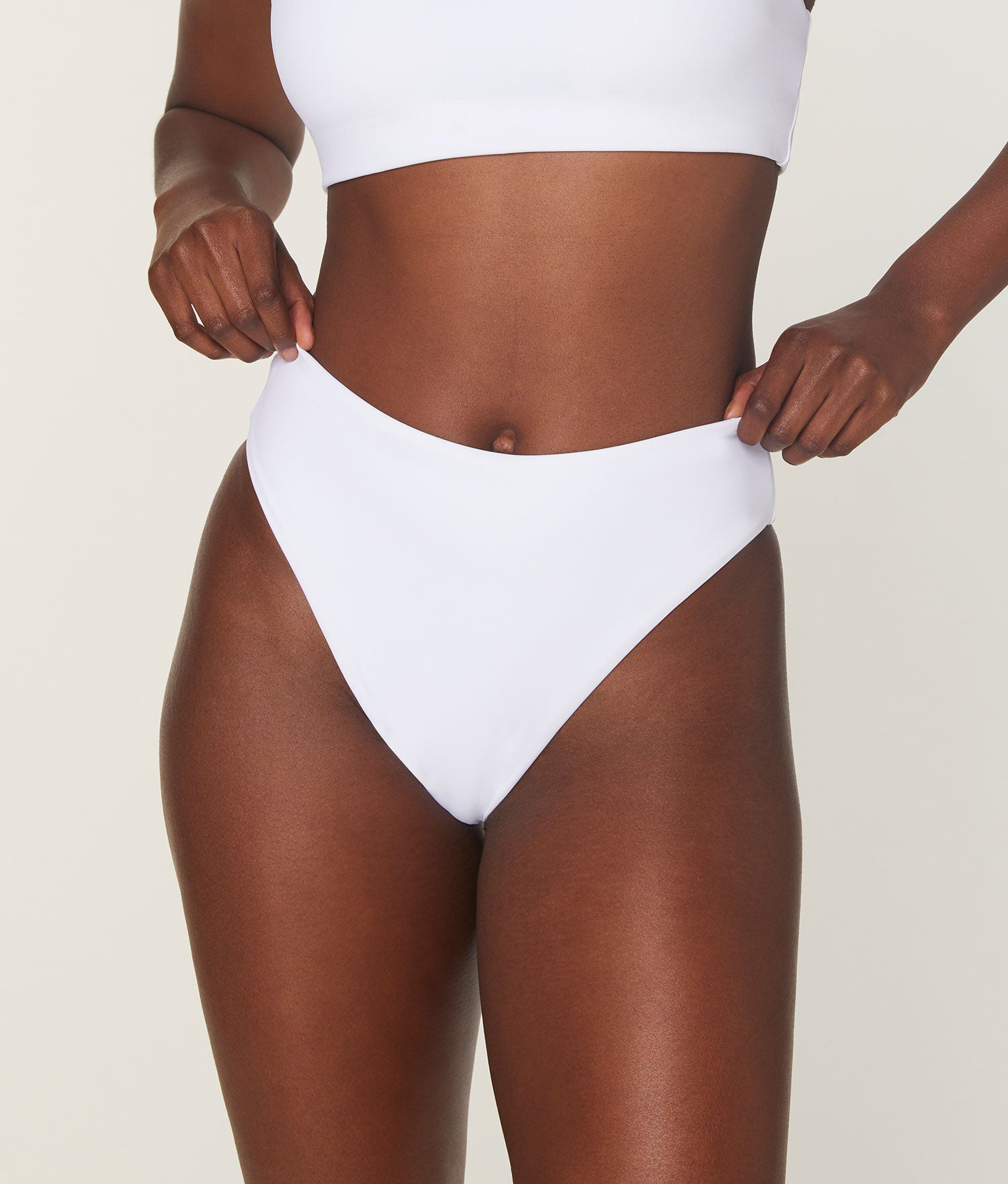 Ekolojik Naylon 90'lar Yüksek Bel Beyaz Bikini Altı