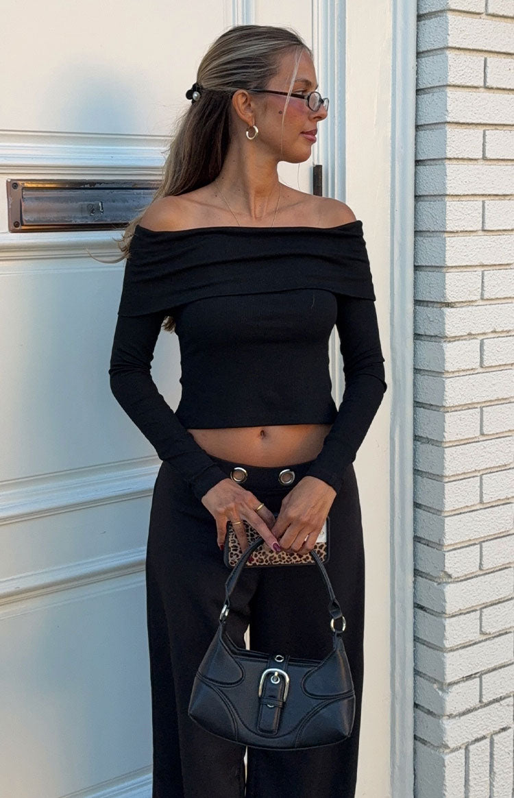 Marlin Siyah Off Shoulder Uzun Kollu Bluz