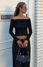 Marlin Siyah Off Shoulder Uzun Kollu Bluz