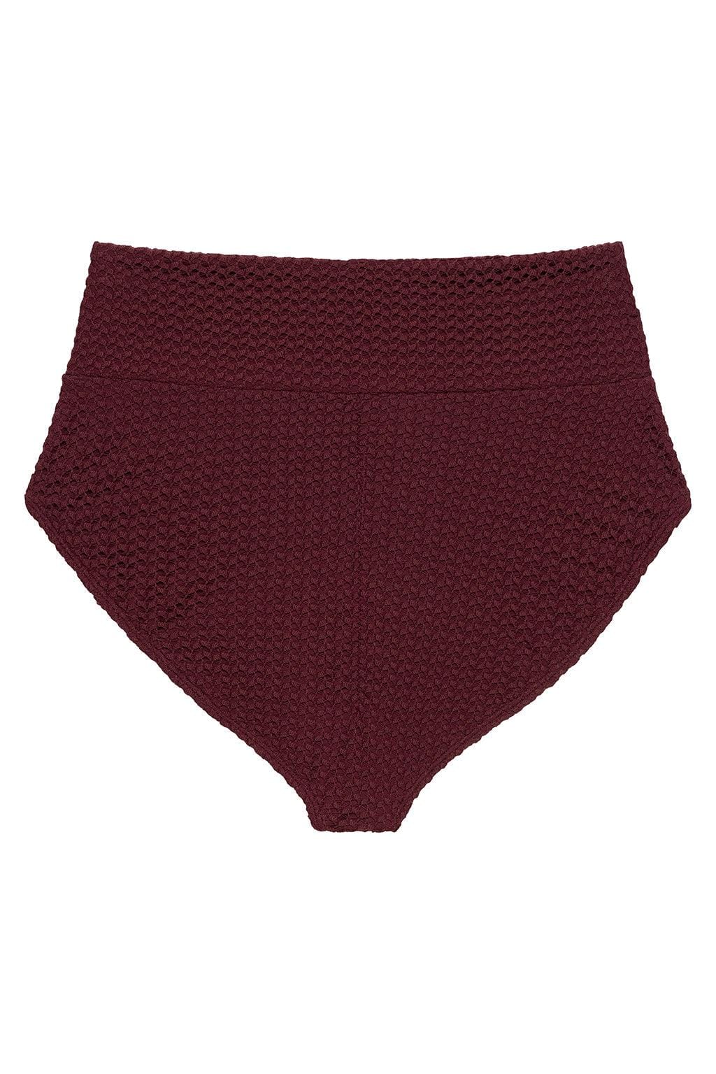 Bordo Kırkma Tam Kapsama Yüksek Bel Bikini Altı