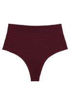 Bordo Kırkma Tam Kapsama Yüksek Bel Bikini Altı