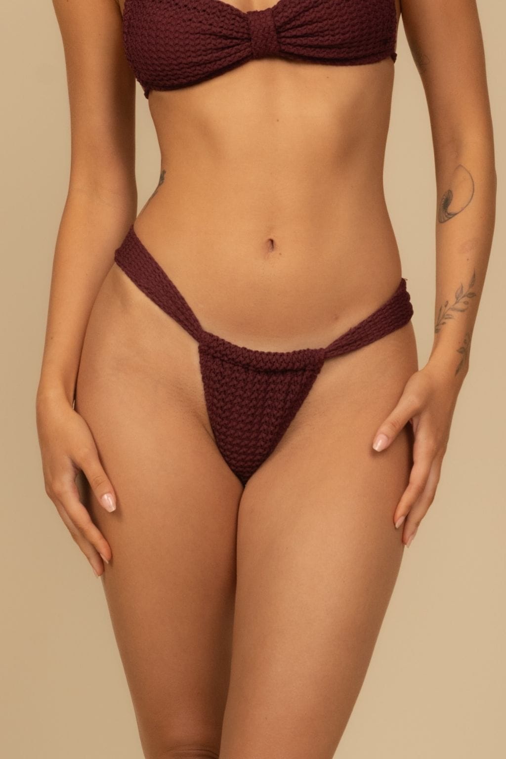 Bordo Krokodil Sandra Bikini Altı