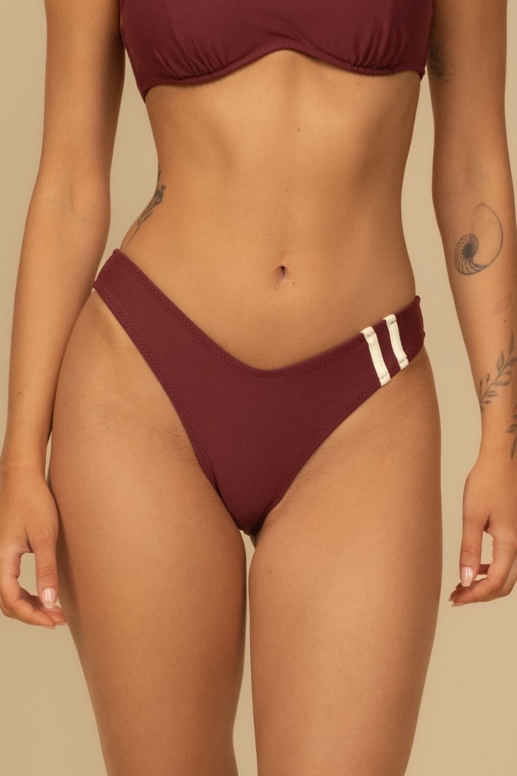 Bordo Ekstra Kapsama Sportif Lulu (Zig-Zag Dikiş) Bikini Altı