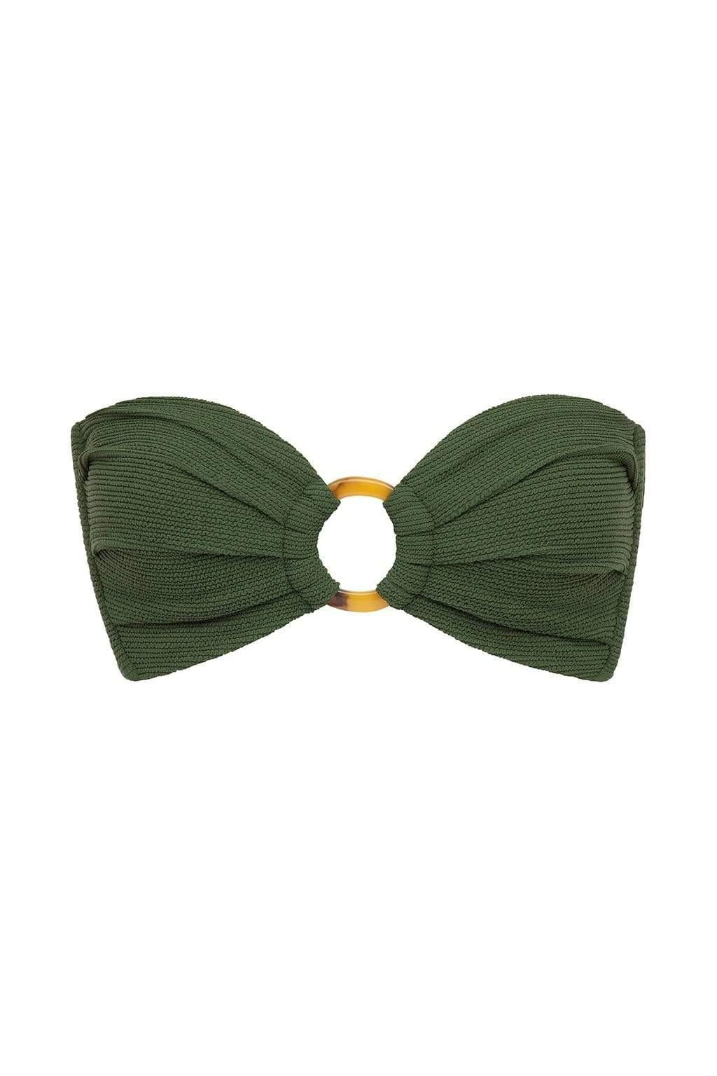 Zeytin Mikro Kırışık Tori Bandeau Bikini Üstü