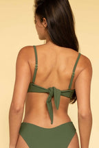 Zeytin Mikro Kırışık Tori Bandeau Bikini Üstü
