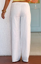 Poppet Beyaz Broderie Anglaise Pamuk Pantolon