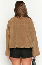 Nehir Kahverengi Süet Bubble Hem Bomber Ceket