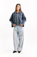 River Steel Grey Suedette Bubble Hem Bomber Ceket