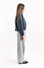 River Steel Grey Suedette Bubble Hem Bomber Ceket