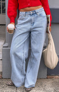 O Senin Işık Yıkama Denim Geniş Paça Boyfriend Jean