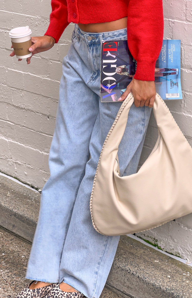 O Senin Işık Yıkama Denim Geniş Paça Boyfriend Jean