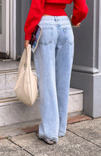 O Senin Işık Yıkama Denim Geniş Paça Boyfriend Jean