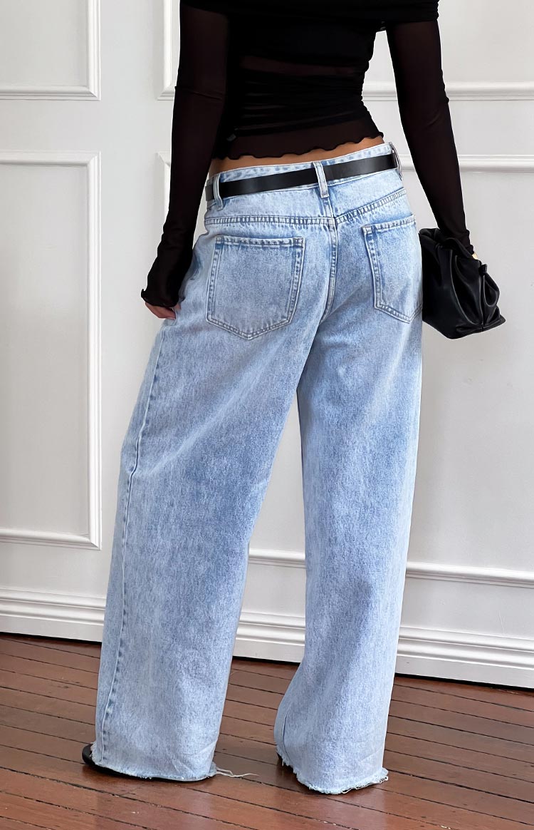 O Senin Işık Yıkama Denim Geniş Paça Boyfriend Jean