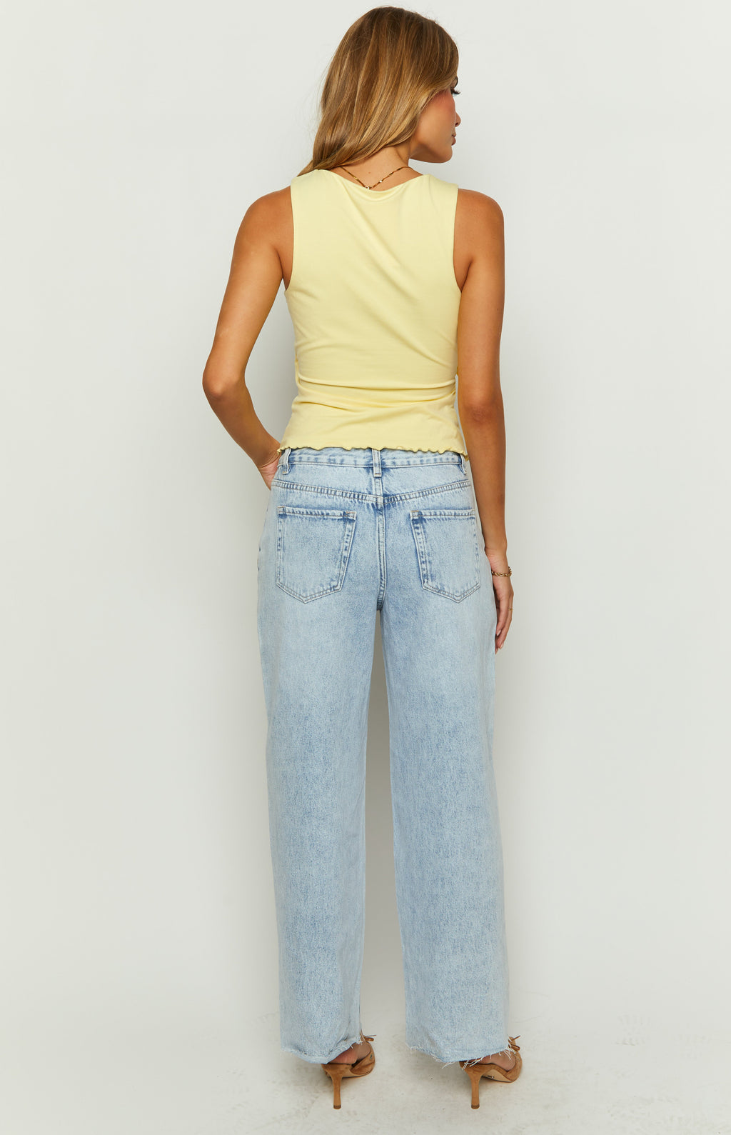 O Senin Işık Yıkama Denim Geniş Paça Boyfriend Jean