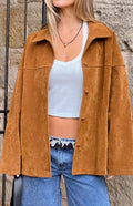 Suki Açık Kahverengi Süet Oversized Ceket
