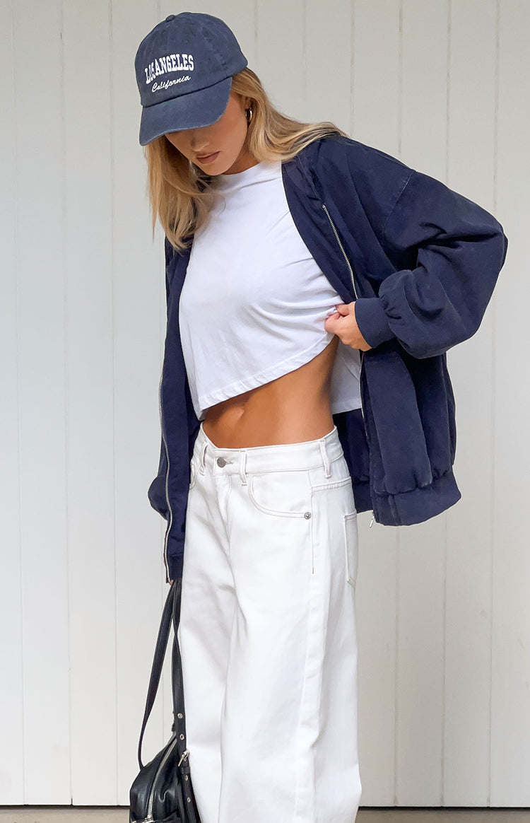 Tate Yıkanmış Lacivert Oversized Kapüşonlu Ceket