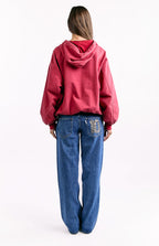 Tate Yıkanmış Kırmızı Oversized Kapüşonlu Ceket