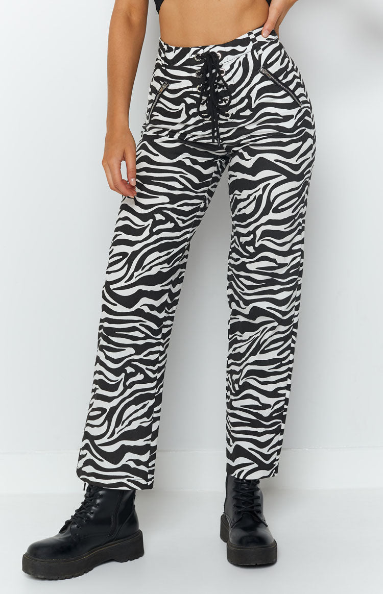 Kaplan Dantelli Pantolon Zebra