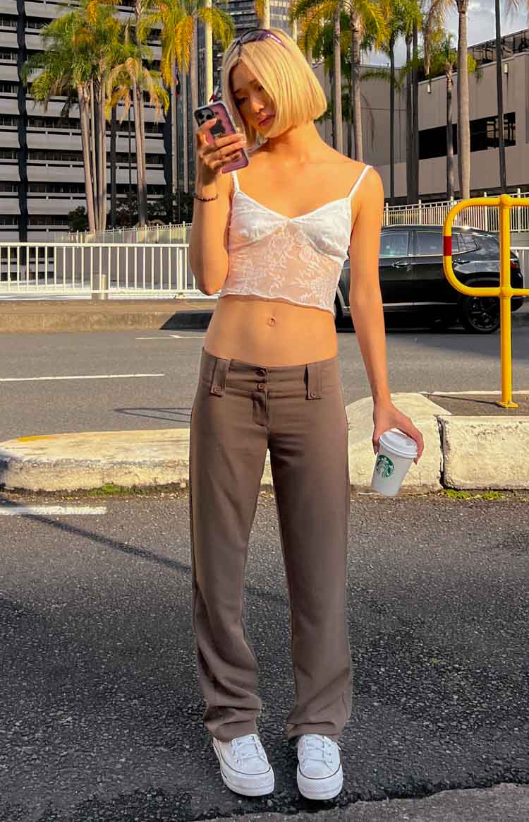Vice Taupe Düşük Bel Pantolon