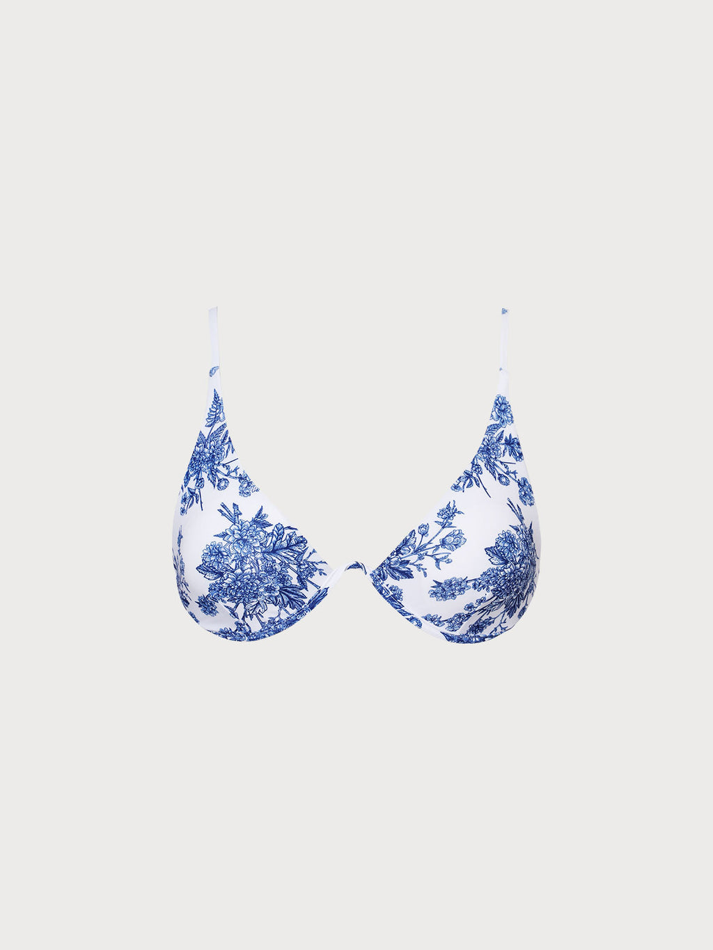Desteksiz Çiçek Desenli Sırtı Açık Bikini Üstü