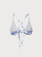 Desteksiz Çiçek Desenli Sırtı Açık Bikini Üstü