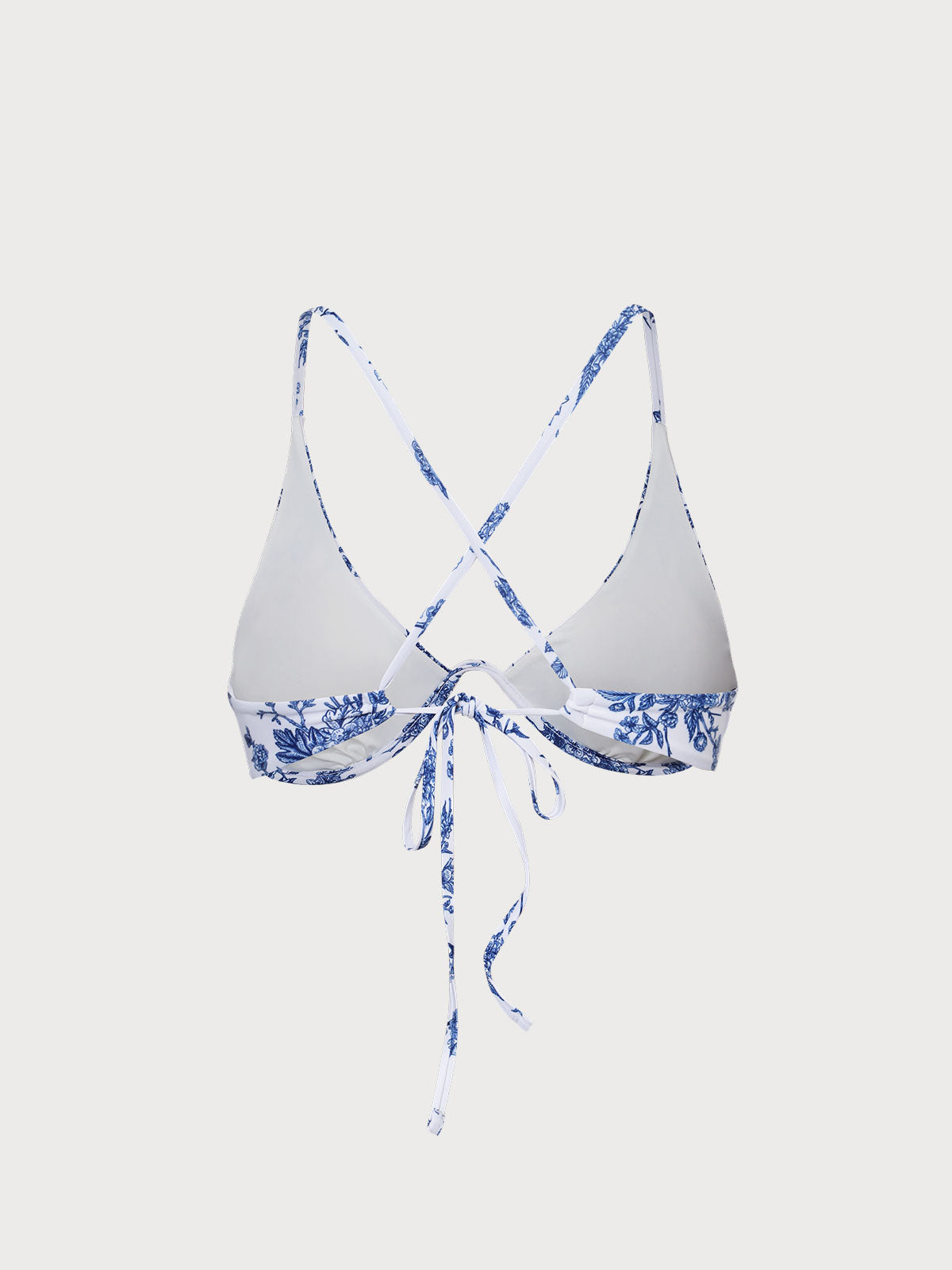 Desteksiz Çiçek Desenli Sırtı Açık Bikini Üstü