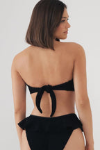 Siyah Dantel Tori Bandeau Bikini Üstü