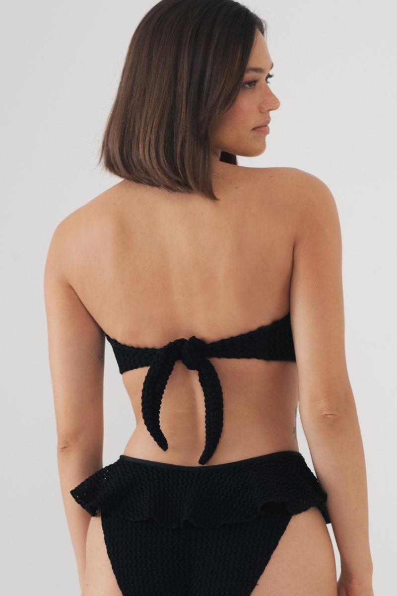Siyah Dantel Tori Bandeau Bikini Üstü