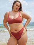 Kontrast Dikişli Büyük Beden Uzun Bikini Üstü