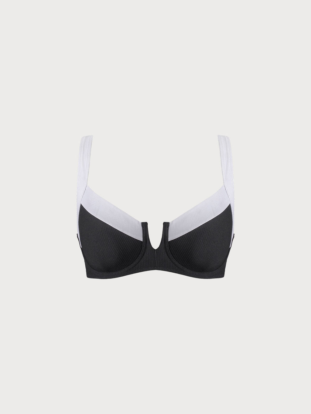 Şık Siyah Büyük Beden Bikini Üstü - Kontrast Şerit Detaylı