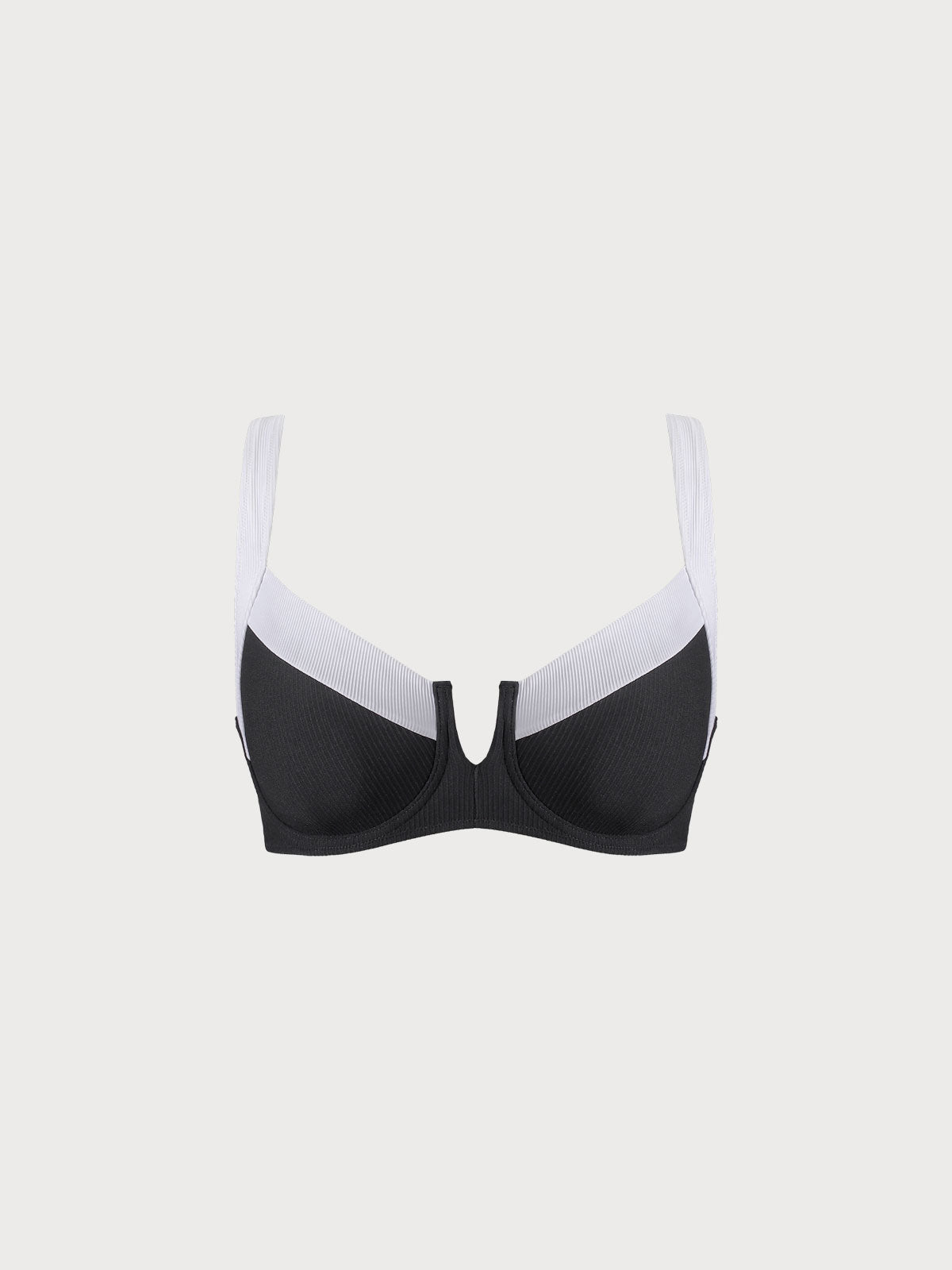 Şık Siyah Büyük Beden Bikini Üstü - Kontrast Şerit Detaylı